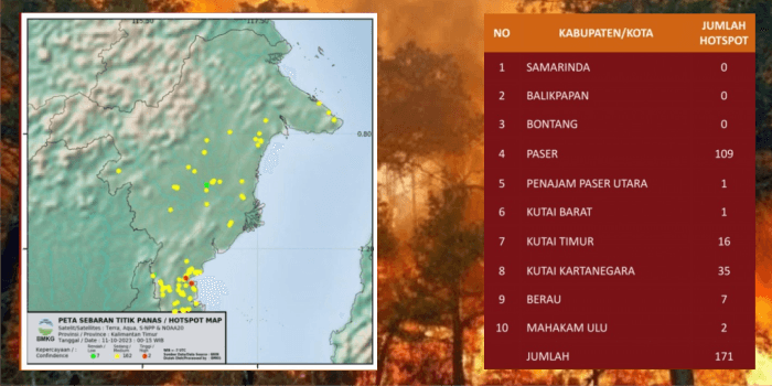Terdapat 171 Titik Panas di Kaltim